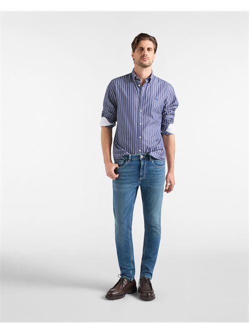 Camicia Uomo Righe Regimental Regular Fit blu HARMONT & BLAINE | CRR011013954/801