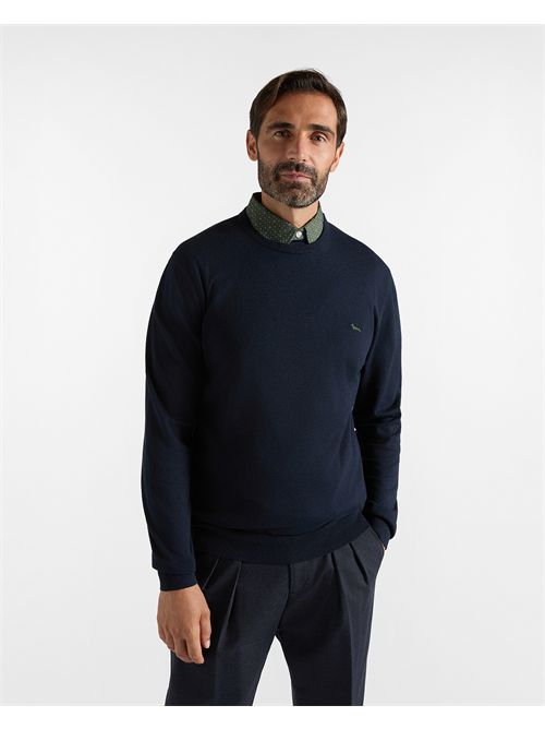 Maglia Uomo in misto cotone e cashmere blu Regular Fit