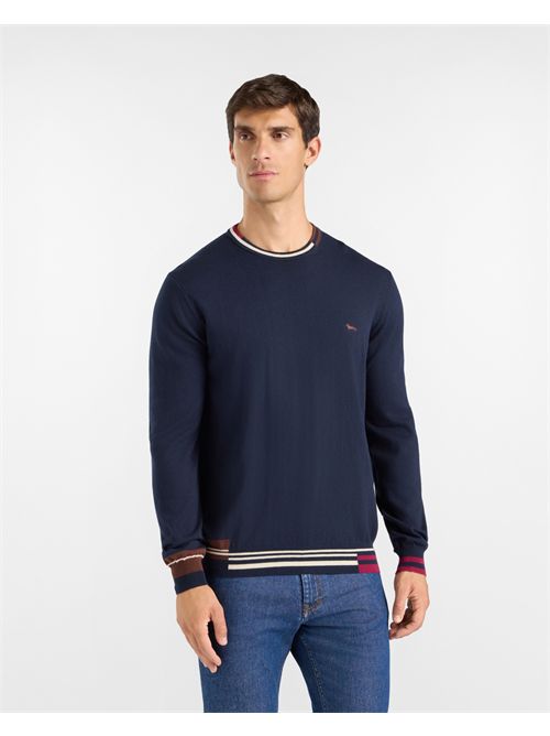 Maglia Uomo in misto lana e cotone blu Regular Fit